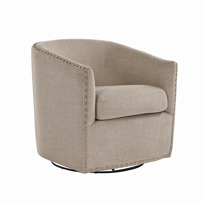 2019 hot selling furniture Modern round simple beige backrest with armrests rotating living room seat chair