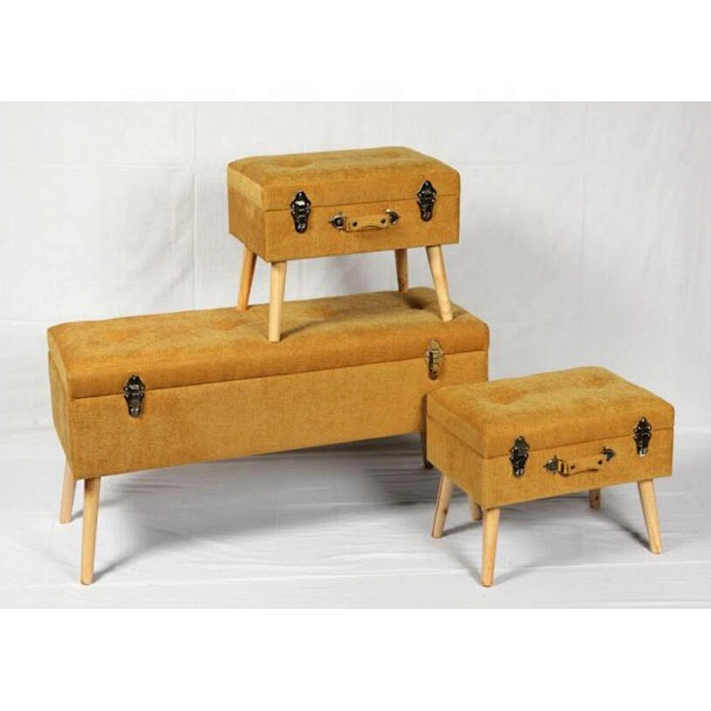 Modern Design Lovely Fashion Yellow Colorful  Velvet Suitcase Shape Ottoman For Living Room