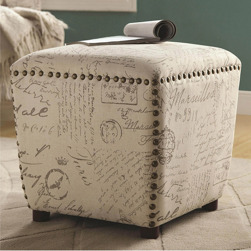 Frank Furniture Simple Design Cheap Price Ottoman Stool Fabric Upholstery With Nails Ottoman Bench