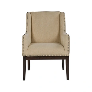 Modern style beige linen comfortable wood with beautiful foam nail living room single chair