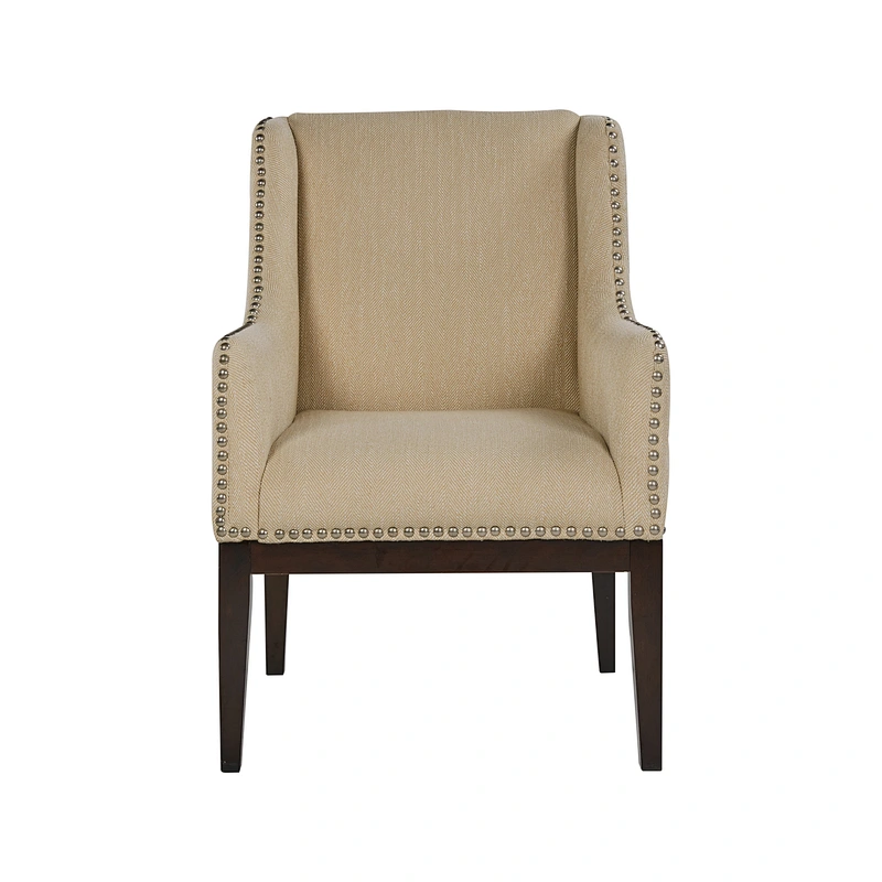 Modern style beige linen comfortable wood with beautiful foam nail living room single chair