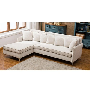 Frank furniture sectional wholesale living room corner sofa set with ottoman L shaped  European  American style sofa