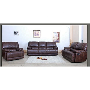 High quality chocolate color healthy leather memory foam comfortable big back old man living room recliner sofa