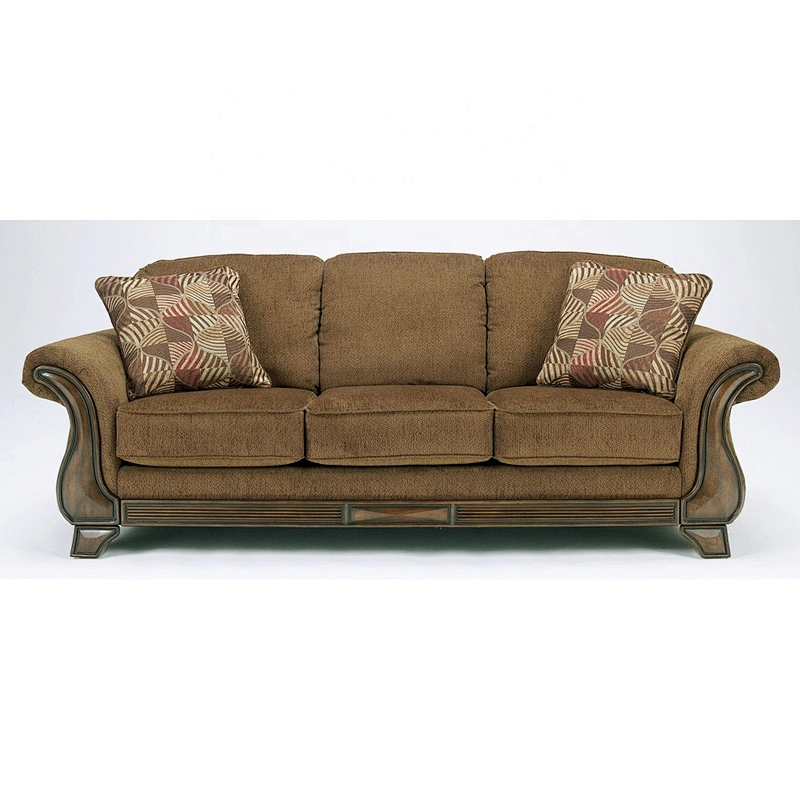Factory Price  High-end Antique Living Room Furniture Solid Wood Sofa With Three-seat