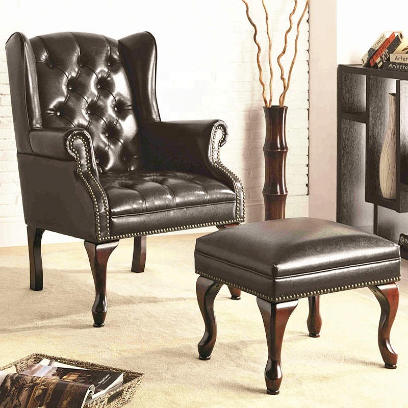 Fancy new modern lisure chair living room lounge chair with ottoman in door fabric chair and ottoman set