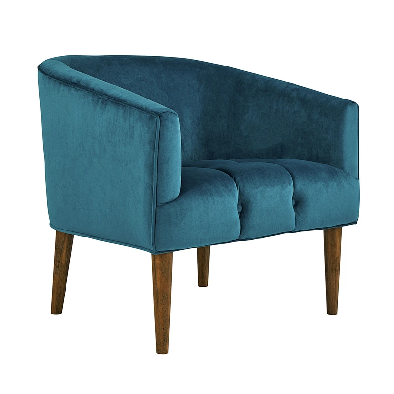 Blue modern luxury style with reasonable pull-button design with armrests wooden living room single chair