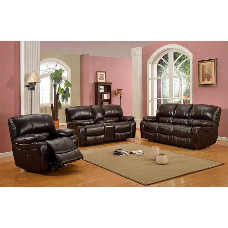Cheap Factory Direct Price Living Room Furniture Luxury Leather Recliner Sofa Set