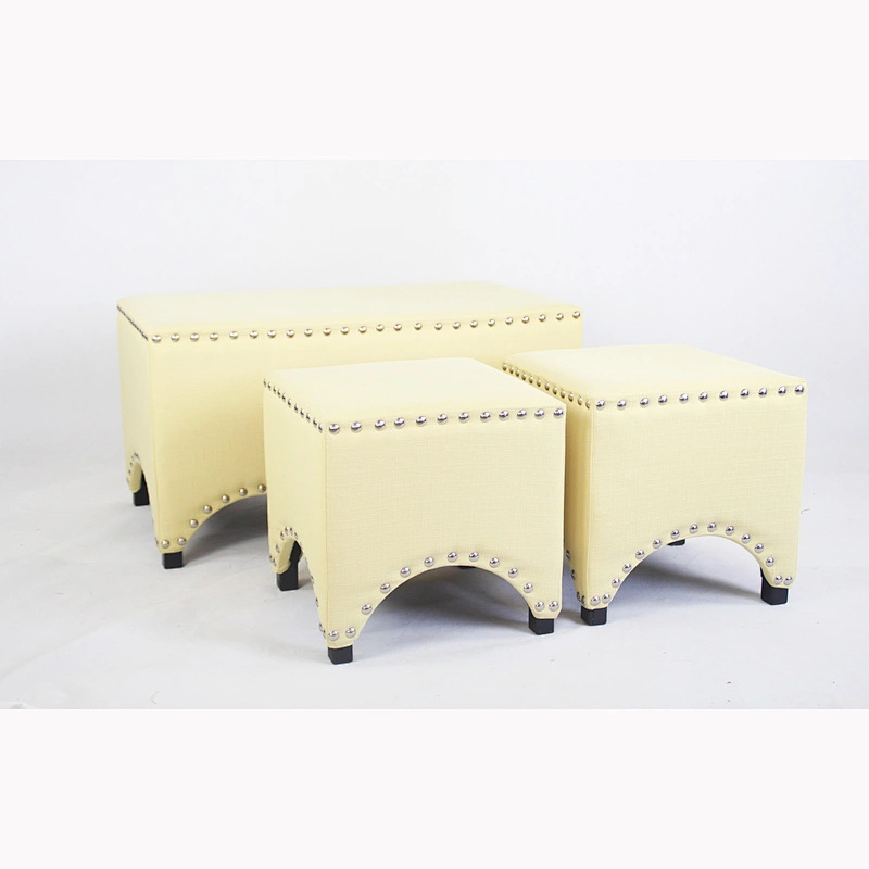Frank Furniture Modern Living Room Nail Embellished Ottoman Storage Bench Hidden Ottoman