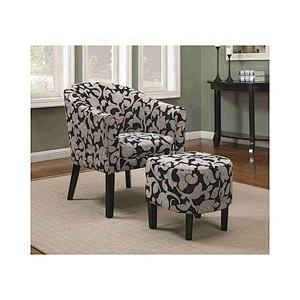 Fashion design relaxing chair with ottoman sitting room chair with nails fabric accent chair with foot leisure ottoman