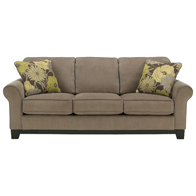 Modern light brown soft linen healthy sponge cushion living room three seat large sofa