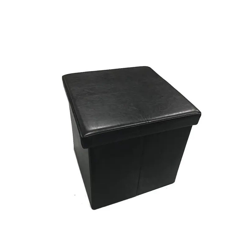 China manufacturer New livingroom furniture Modern fashion PU/PVC Leather square folding storage ottoman stool