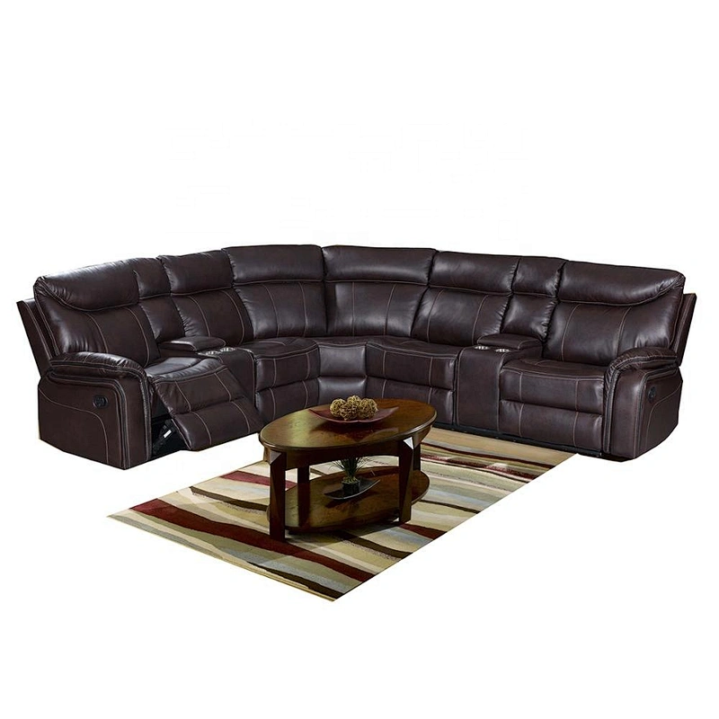 2019 Newest Design Living Room Furniture Luxury Leather Recliner Sofa With Cup Holder