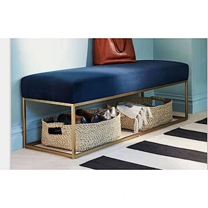 Frank Furniture Best china manufacturer Modern fashion velvet fabric mental frame leg storage ottoman stool