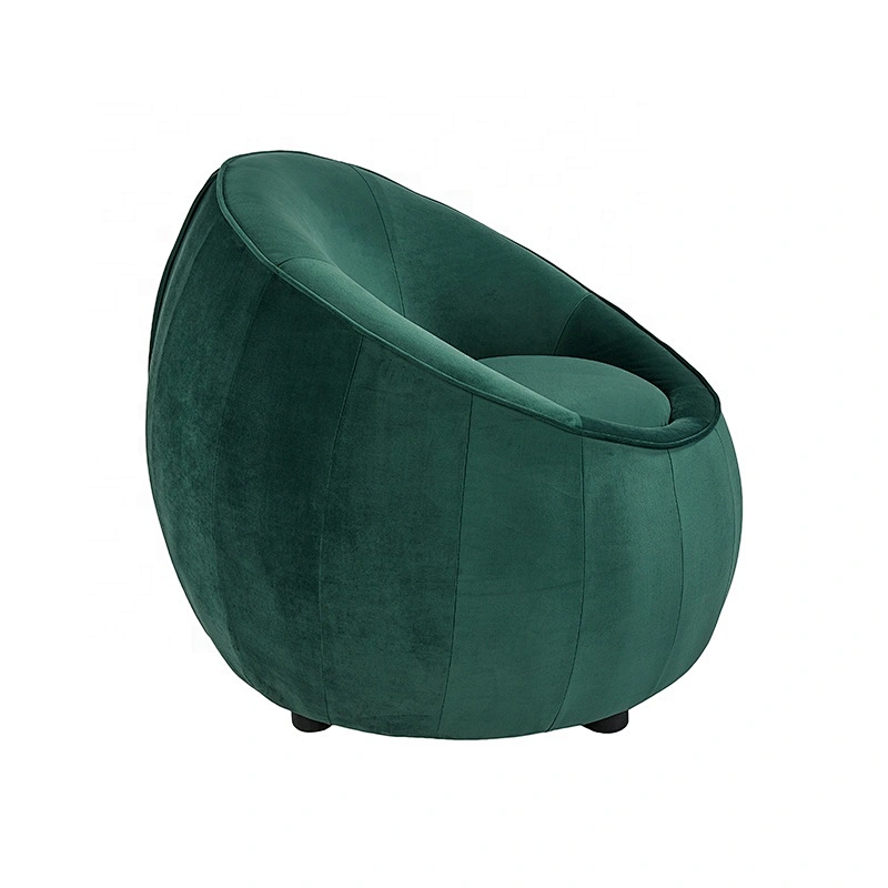 Modern Designs Furniture Popular Green Velvet Upholstery Round Single Seat Accent Chair for Living Room