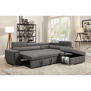 Gray high quality leather large beautiful comfortable and healthy sponge living room pull out storage sofa bed