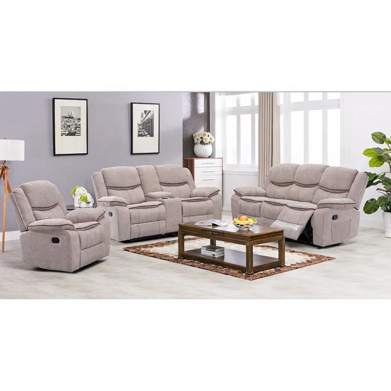 Black high quality leather old man furniture crescent design manual multi-function living room sectional recliner sofa