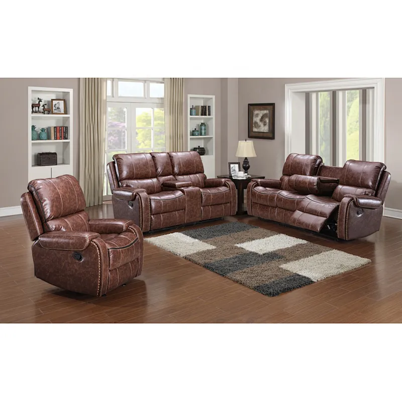 High quality modern living room furniture brown comfortable healthy sponge beautiful multifunctional recliner sofa set