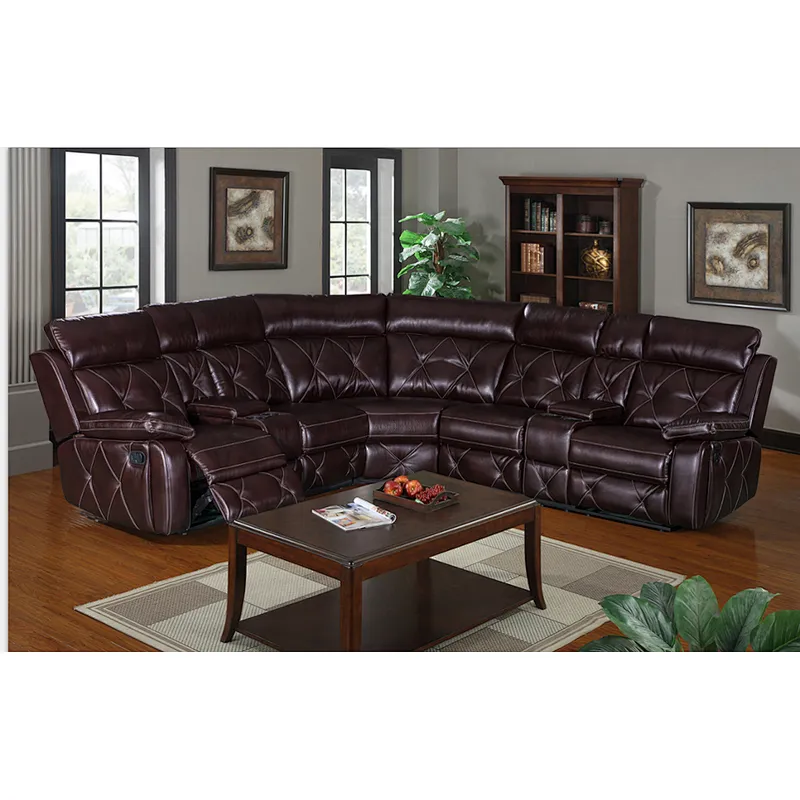 Frank Furniture 2019 Hot sale Modern style sofa reclining air leather Corner recliner sofa