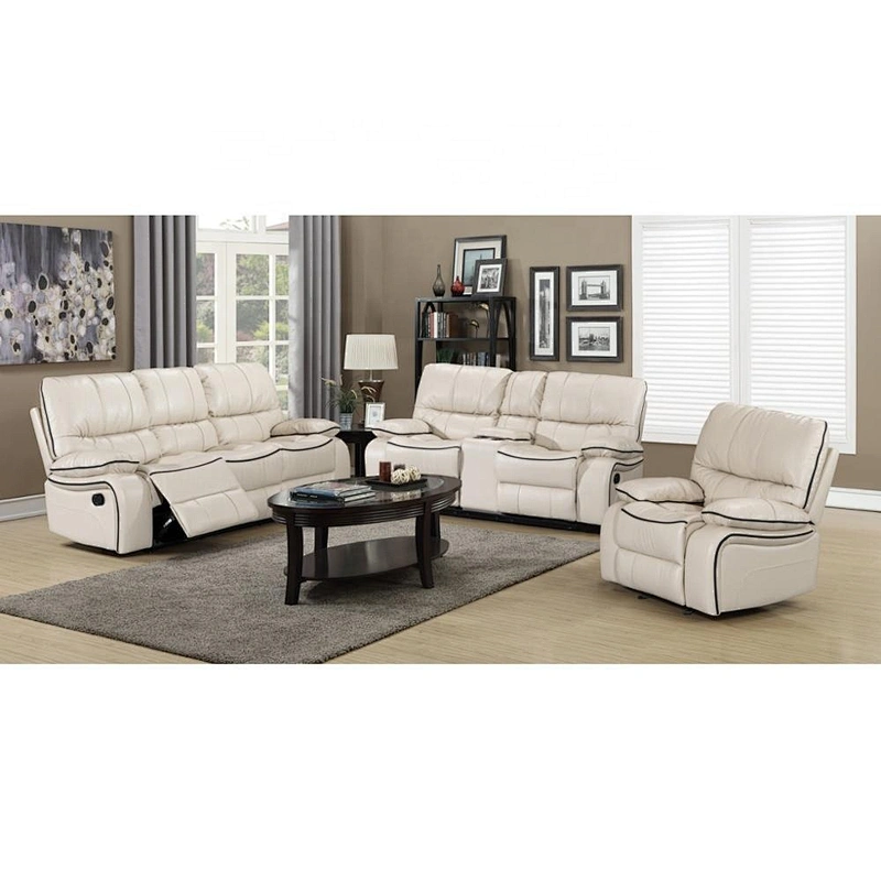 Indian old luxury leather belt retro beautiful bubble nail multi-function with drop down USB recliner sofa set