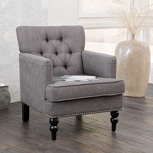 High Quality Modern Literary Design Style Grey Linen Material  Chair For Living Room