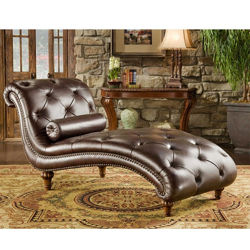 High Quality Simple and Elegant Chaise Design Customized Material Indoor Furniture Fabric Chaise Lounge with Nails Chaise