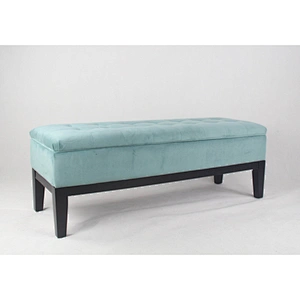 Sky blue compact bench high quality soft flannel belt pull buckle living room storage Ottoman