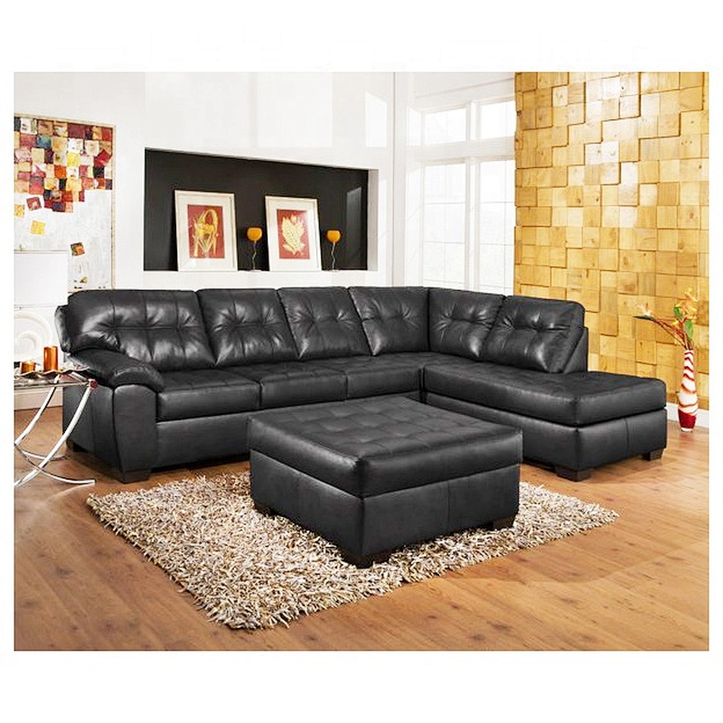 Frank furniture luxury sectional leather sofa and corner sofa european style  modern sofa with chaise lounge and ottoman