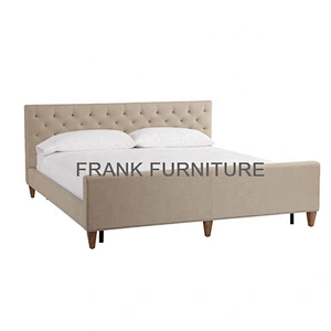 Latest Double Design Slat Wood Furniture Bed