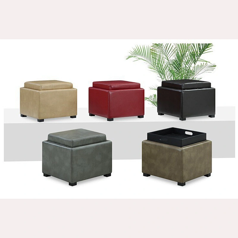 Frank Furniture Traditional Style Ottoman Stool Printed Fabric Ottoman Storage Cube Functional Ottoman Storage Bench