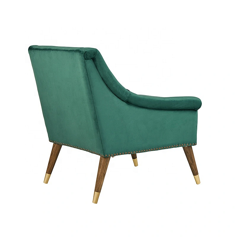Luxury modern hotel chair leisure velvet chair  living room furniture with wooden legs