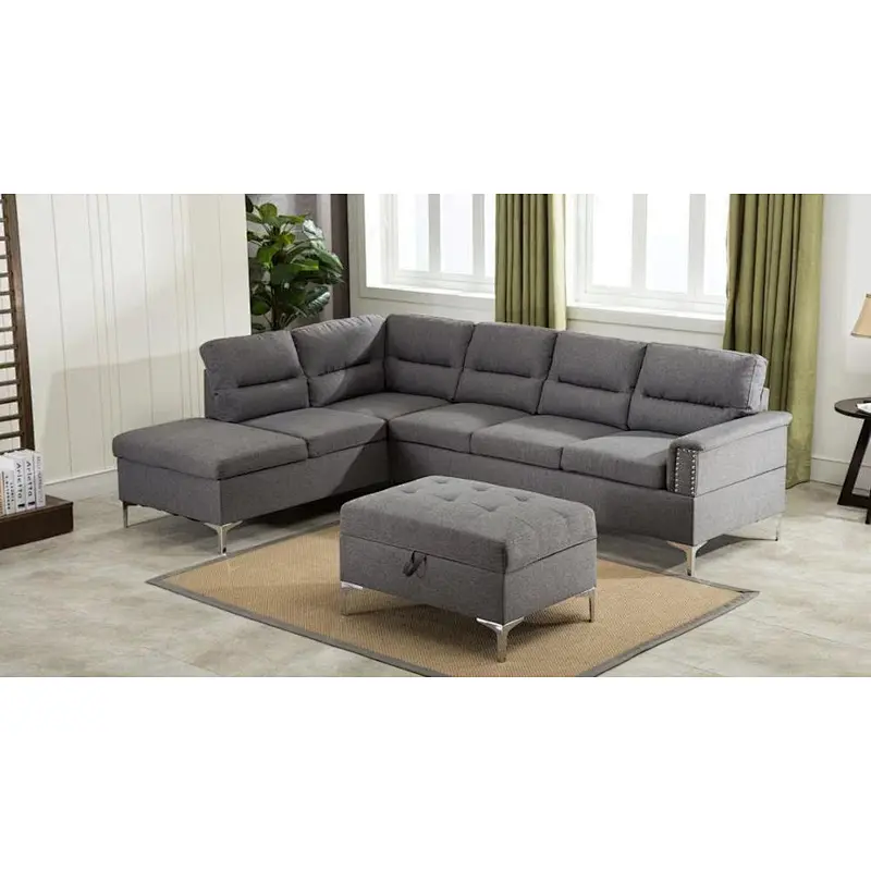 2019 new model l shaped sofa living room corner sectional   wholesale sofa with ottoman American  European style sofa