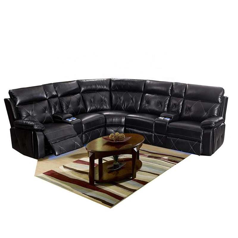 2019 Newest Design Living Room Furniture Luxury Leather Recliner Sofa With Cup Holder