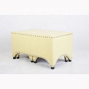 Colorful Fabric Covered Vintage Solid Furniture Home Goods Fabric Storage Ottoman