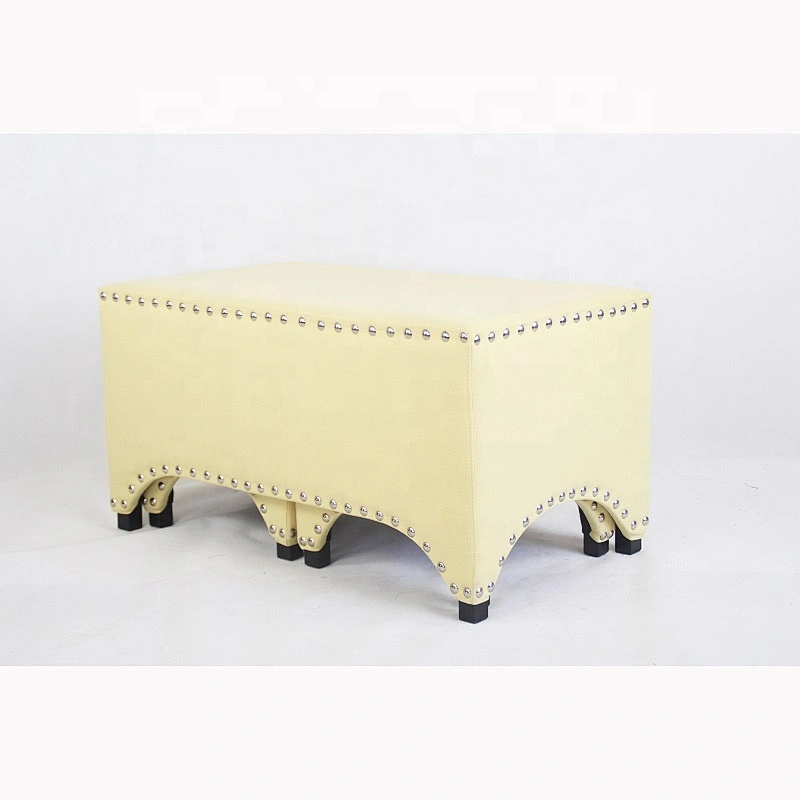 Colorful Fabric Covered Vintage Solid Furniture Home Goods Fabric Storage Ottoman
