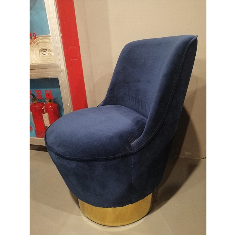 Frank Furniture Luxury Velvet Sofa Chair Golden Base Round Shape Modern Living Room  Accent Lounge Chair