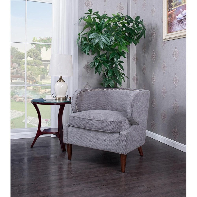 Elegant shape overstuffed chairs comfortable single chair large comfy grey cloth armchairs with wooden legs