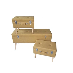 Modern Design Lovely Fashion Yellow Colorful  Velvet Suitcase Shape Ottoman For Living Room