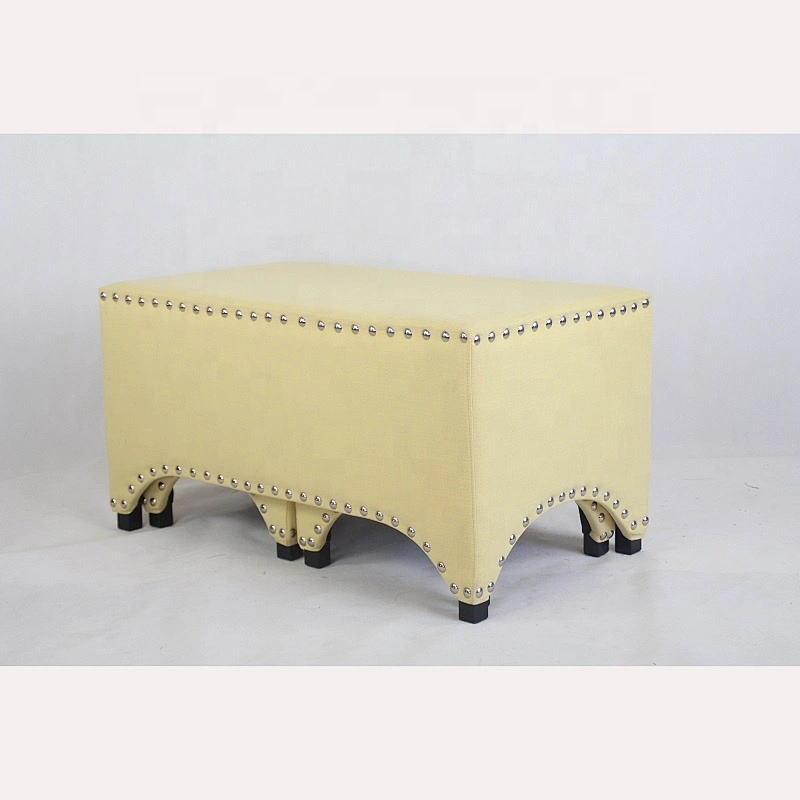 Colorful Fabric Covered Vintage Solid Furniture Home Goods Fabric Storage Ottoman