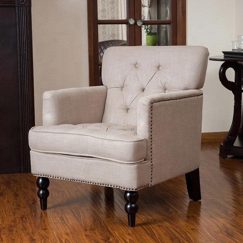 High Quality Modern Literary Design Style Grey Linen Material  Chair For Living Room