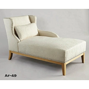 Gray linen high quality healthy soft sponge cushion with backrest armrest living room wooden chaise lounge