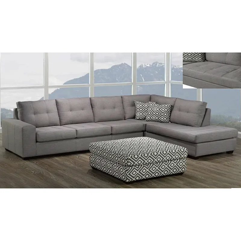 Dark Gray High Quality Burlap American Modern Style Plastic Foot Comfort Sponge Living Room corner sofa