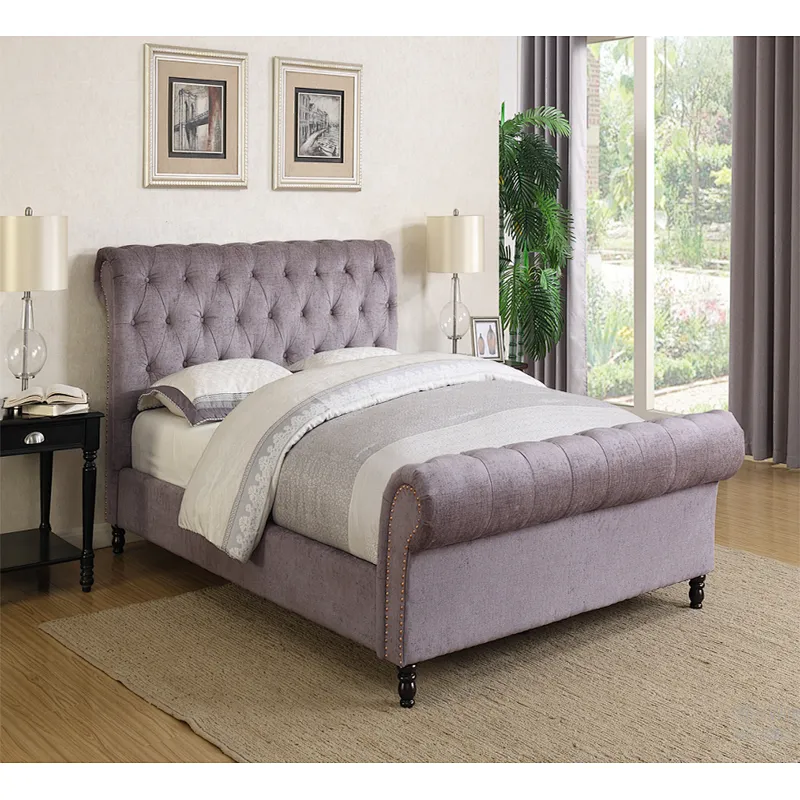 Cheap factory direct price  fabricdouble upholstered home furniture bedroom set