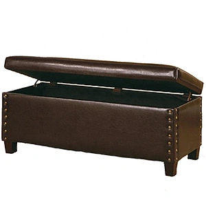 Large Foldable  Leather Ottoman Bench Storage Ottoman with Storage