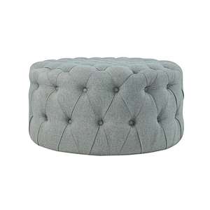 Low price round linen large ottoman coffee table oversized storage ottoman