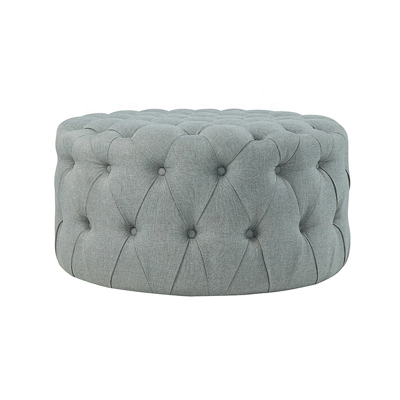 Low price round linen large ottoman coffee table oversized storage ottoman