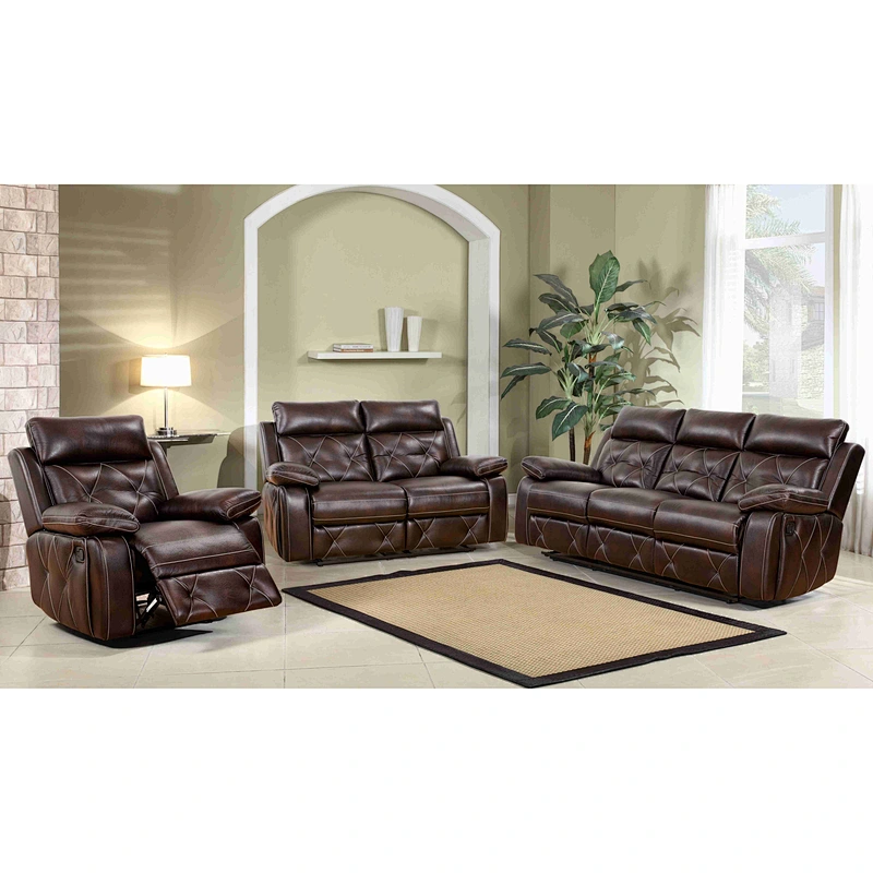 Chocolate color healthy leather memory foam comfortable old man chair with cup holder high quality recliner sofa