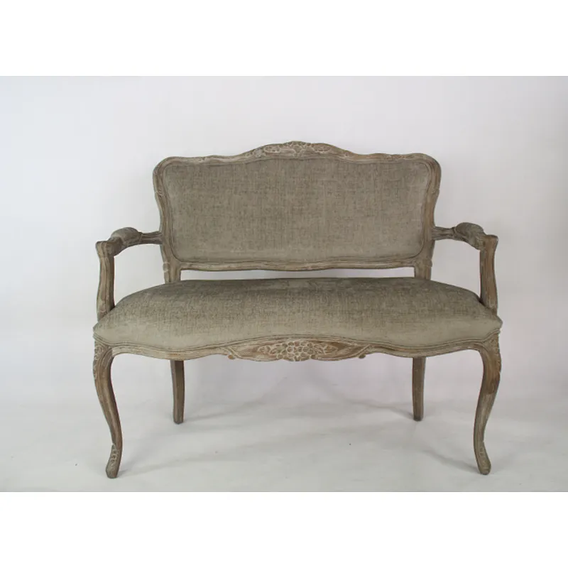Antique French Style Carved Wooden Frame Couch Living Room Sofa Fabric Sofa Set