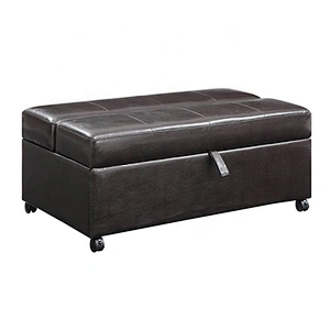 Large Foldable  Leather Ottoman Bench Storage Ottoman with Storage