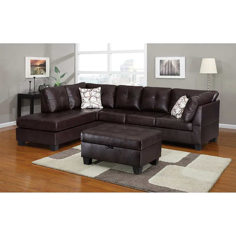 China Factory price living room Modern furniture Black Air leather or fabric sectional corner Chesterfield sofa