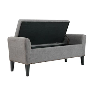 Modern style 2019 Newest hot selling custom made Comfortable Solid wood feet storage bench ottoman